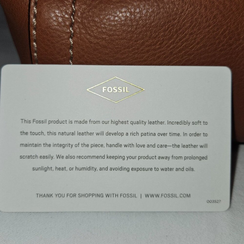 FOSSIL NWT Brown Leather Emma Crossbody/Satchel bag with Key Charm - Picture 13 of 16